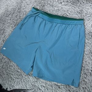 Fabletics Shorts Mens Extra Large Blue Green Fundamental Lined "7 Elastic Waist